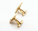 1950s-60s Hematite Centurion Cufflinks Set Gold Tone Mad Men Era Men's Vintage Large Square Cufflinks with Gladiator Design
