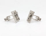 1950s-60s Sportsman Cufflinks Men's Vintage Mad Men Era Silver Tone Metal Cufflink Set with Hunter or Fisher designs