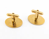 1970s Antique Car Cufflinks Men's Vintage Gold Tone Metal Cufflink Set with enameled Antique Automobile designs on white background by Avon