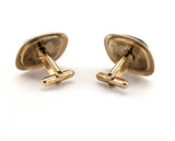 1950s-60s Centurion Cufflinks Mad Men Era Vintage Men's Gold Tone Metal Cufflinks with Copper Reverse Painted Centurion Head / Bust Design