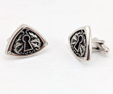 1960s Keyhole Cufflinks Set Mid Century Modern Silver Tone Metal Cufflinks with Antique Skeleton Key Hole designs by HICKOK