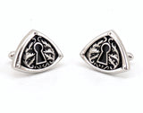 1960s Keyhole Cufflinks Set Mid Century Modern Silver Tone Metal Cufflinks with Antique Skeleton Key Hole designs by HICKOK