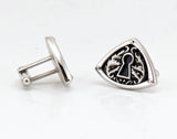 1960s Keyhole Cufflinks Set Mid Century Modern Silver Tone Metal Cufflinks with Antique Skeleton Key Hole designs by HICKOK