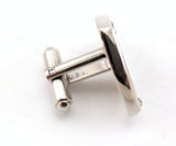 1960s Keyhole Cufflinks Set Mid Century Modern Silver Tone Metal Cufflinks with Antique Skeleton Key Hole designs by HICKOK
