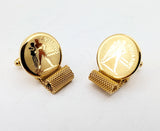 1960s AQUARIUS Zodiac Cufflinks Large Men's Vintage Gold Tone Metal Wrap-a-round Cuff Link Set with Aquarius Water Carrier Design by Dante