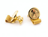 1960s AQUARIUS Zodiac Cufflinks Large Men's Vintage Gold Tone Metal Wrap-a-round Cuff Link Set with Aquarius Water Carrier Design by Dante