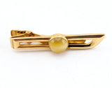 1960s ANSON Tie Clip / Tie Clasp Gold Tone Mad Men Era Mid Century Men's Vintage Tie Bar with Natural Agate Stone by Anson