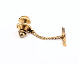 1960s-70s Tiger's Eye Tie Pin Mad Men Era Gold Tone Metal Tie Tack with Honey Brown Colored Natural Stone