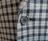 1970s Vintage Blue Plaid Men's Suit Jacket Blue & White Soft Woven Wool Blend Blazer / Sport Coat by Walton Clothes - Size 42 Long (LARGE)
