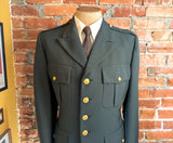 1970s U.S. Military Officer's Uniform Vintage Men's Green Polyester United States Army Jacket by Patriot Weintraub Bros. - Size 40L (MEDIUM)