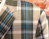 1950s Men's Plaid Sport Coat / Suit Jacket Vintage Green, Blue & White Plaid Blazer by Ray Gilbert - Size Men's 34 (SMALL)