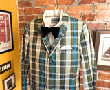1950s Men's Plaid Sport Coat / Suit Jacket Vintage Green, Blue & White Plaid Blazer by Ray Gilbert - Size Men's 34 (SMALL)
