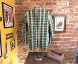 1950s Men's Plaid Sport Coat / Suit Jacket Vintage Green, Blue & White Plaid Blazer by Ray Gilbert - Size Men's 34 (SMALL)
