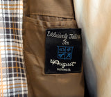 1960s-70s Men's Plaid Sport Coat Disco Era Vintage Brown and White Suit Jacket / Blazer by A.J. August Clothing Co. - Size Men's 36 (SMALL)