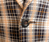 1960s-70s Men's Plaid Sport Coat Disco Era Vintage Brown and White Suit Jacket / Blazer by A.J. August Clothing Co. - Size Men's 36 (SMALL)