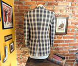 1960s-70s Men's Plaid Sport Coat Disco Era Vintage Brown and White Suit Jacket / Blazer by A.J. August Clothing Co. - Size Men's 36 (SMALL)