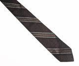 1950s-60s All Silk Skinny Tie Vintage Mod Mad Men Era Mid Century Modern Striped Dark Copper Brown Necktie