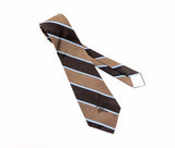 1970s COUNTESS MARA Tie Men's Vintage Wide Brown Striped Necktie with Blue and White Diagonal Stripes "Sistine Satin" by Countess Mara
