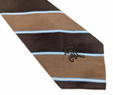 1970s COUNTESS MARA Tie Men's Vintage Wide Brown Striped Necktie with Blue and White Diagonal Stripes "Sistine Satin" by Countess Mara