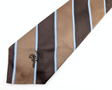 1970s COUNTESS MARA Tie Men's Vintage Wide Brown Striped Necktie with Blue and White Diagonal Stripes "Sistine Satin" by Countess Mara