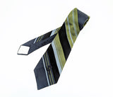 1970s COUNTESS MARA Silk Tie Men's Vintage Wide Blue & Green Striped All Silk Necktie by Countess Mara, New York for Woolf Brothers