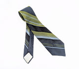 1970s COUNTESS MARA Silk Tie Men's Vintage Wide Blue & Green Striped All Silk Necktie by Countess Mara, New York for Woolf Brothers