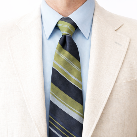 1970s COUNTESS MARA Silk Tie Men's Vintage Wide Blue & Green Striped All Silk Necktie by Countess Mara, New York for Woolf Brothers