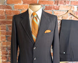 1970s 2 Piece SEARS Executive Suit Vintage Men's Disco Era Dark Brown 3 Button Polyester Jacket & Pants by SEARS - Size 39 Long (MEDIUM)