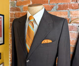 1970s 2 Piece SEARS Executive Suit Vintage Men's Disco Era Dark Brown 3 Button Polyester Jacket & Pants by SEARS - Size 39 Long (MEDIUM)