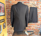1970s 2 Piece SEARS Executive Suit Vintage Men's Disco Era Dark Brown 3 Button Polyester Jacket & Pants by SEARS - Size 39 Long (MEDIUM)