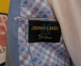 1970s JOHNNY CARSON Suit 2 piece Men's Vintage Grayish Blue Disco Era Blazer & Pants / Trousers By Johnny Carson - Size 42 (LARGE)