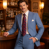 1970s JOHNNY CARSON Suit 2 piece Men's Vintage Grayish Blue Disco Era Blazer & Pants / Trousers By Johnny Carson - Size 42 (LARGE)