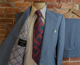 1970s JOHNNY CARSON Suit 2 piece Men's Vintage Grayish Blue Disco Era Blazer & Pants / Trousers By Johnny Carson - Size 42 (LARGE)