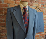 1970s JOHNNY CARSON Suit 2 piece Men's Vintage Grayish Blue Disco Era Blazer & Pants / Trousers By Johnny Carson - Size 42 (LARGE)