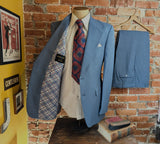 1970s JOHNNY CARSON Suit 2 piece Men's Vintage Grayish Blue Disco Era Blazer & Pants / Trousers By Johnny Carson - Size 42 (LARGE)