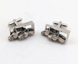 1960s Horse Head Cufflinks & Tie Clip Men's Vintage Silver Tone Metal and Pewter Cuff Links and Tie Clasp with by Shields