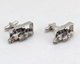 1960s Horse Head Cufflinks & Tie Clip Men's Vintage Silver Tone Metal and Pewter Cuff Links and Tie Clasp with by Shields