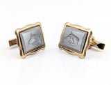 1950s-60s Vintage Men's Horse Cufflinks Mad Men Era Gold Tone Metal Cufflink Set with gray horse head cameos
