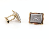 1950s-60s Vintage Men's Horse Cufflinks Mad Men Era Gold Tone Metal Cufflink Set with gray horse head cameos