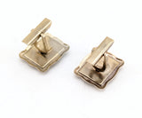 1950s-60s Vintage Men's Horse Cufflinks Mad Men Era Gold Tone Metal Cufflink Set with gray horse head cameos
