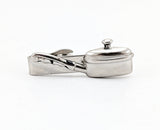 1960s Frying Pan Tie Clip Silver Tone Metal Chef's Tie Clip / Tie Clasp with Sauce Pan / Lidded Pot or Skillet Gift for Chefs