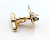 1960s Martini Glass Cufflinks & Tie Tack / Tie Pin Set Gold and Silver Tone Mad Men Era Men's Vintage Cocktail Cufflink Set with by ANSON