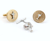 1960s Martini Glass Cufflinks & Tie Tack / Tie Pin Set Gold and Silver Tone Mad Men Era Men's Vintage Cocktail Cufflink Set with by ANSON