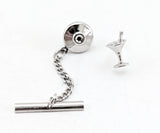 1960s Martini Glass Cufflinks & Tie Tack / Tie Pin Set Gold and Silver Tone Mad Men Era Men's Vintage Cocktail Cufflink Set with by ANSON