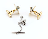 1960s Martini Glass Cufflinks & Tie Tack / Tie Pin Set Gold and Silver Tone Mad Men Era Men's Vintage Cocktail Cufflink Set with by ANSON
