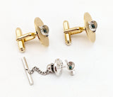 1960s Martini Glass Cufflinks & Tie Tack / Tie Pin Set Gold and Silver Tone Mad Men Era Men's Vintage Cocktail Cufflink Set with by ANSON