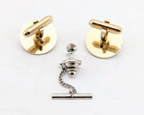 1960s Martini Glass Cufflinks & Tie Tack / Tie Pin Set Gold and Silver Tone Mad Men Era Men's Vintage Cocktail Cufflink Set with by ANSON
