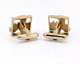 1950s-60s Antique Car Cufflinks Men's Vintage Gold Tone Metal Cufflink Set with enameled Antique Automobile designs by Shields