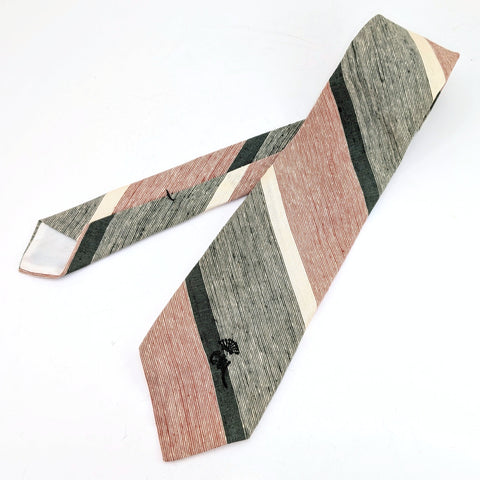 1970s COUNTESS MARA Tie Men's Vintage Disco Era 70s Striped Woven Green, White & Red Necktie by Countess Mara, New York