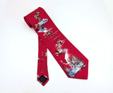 1970s Wide Red Silk Duck Tie Men's Vintage Imported All Silk Necktie with Mallard Ducks by Ducks Unlimited